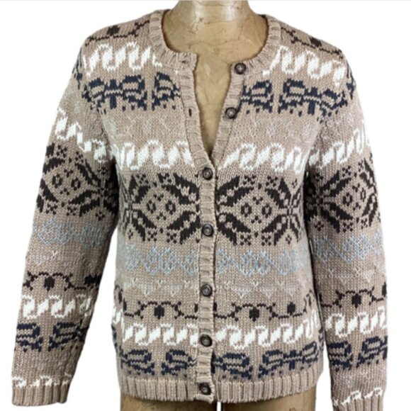 Talbots Nordic Fair Isle Cardigan Sweater Sz S #337L - Picture 3 of 9